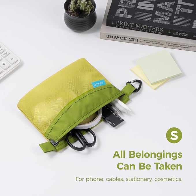 pack all Water-resistant Material Zipper Pouch, Mesh Zipper Bag for Storage, Travel, Office (Small, Green)