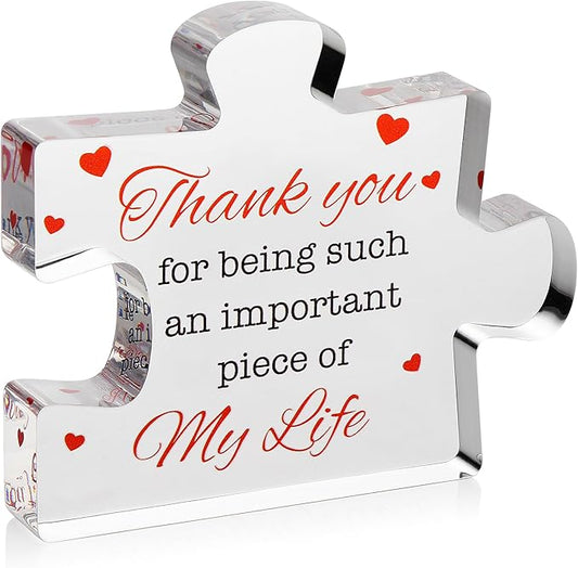 VELENTI Thank You Gifts - Engraved Acrylic Block Puzzle Thank You Present - Paperweights for Women, Men - Gifts for Friends, Coworkers - Heartwarming Therapist, Nurse Teacher Presents