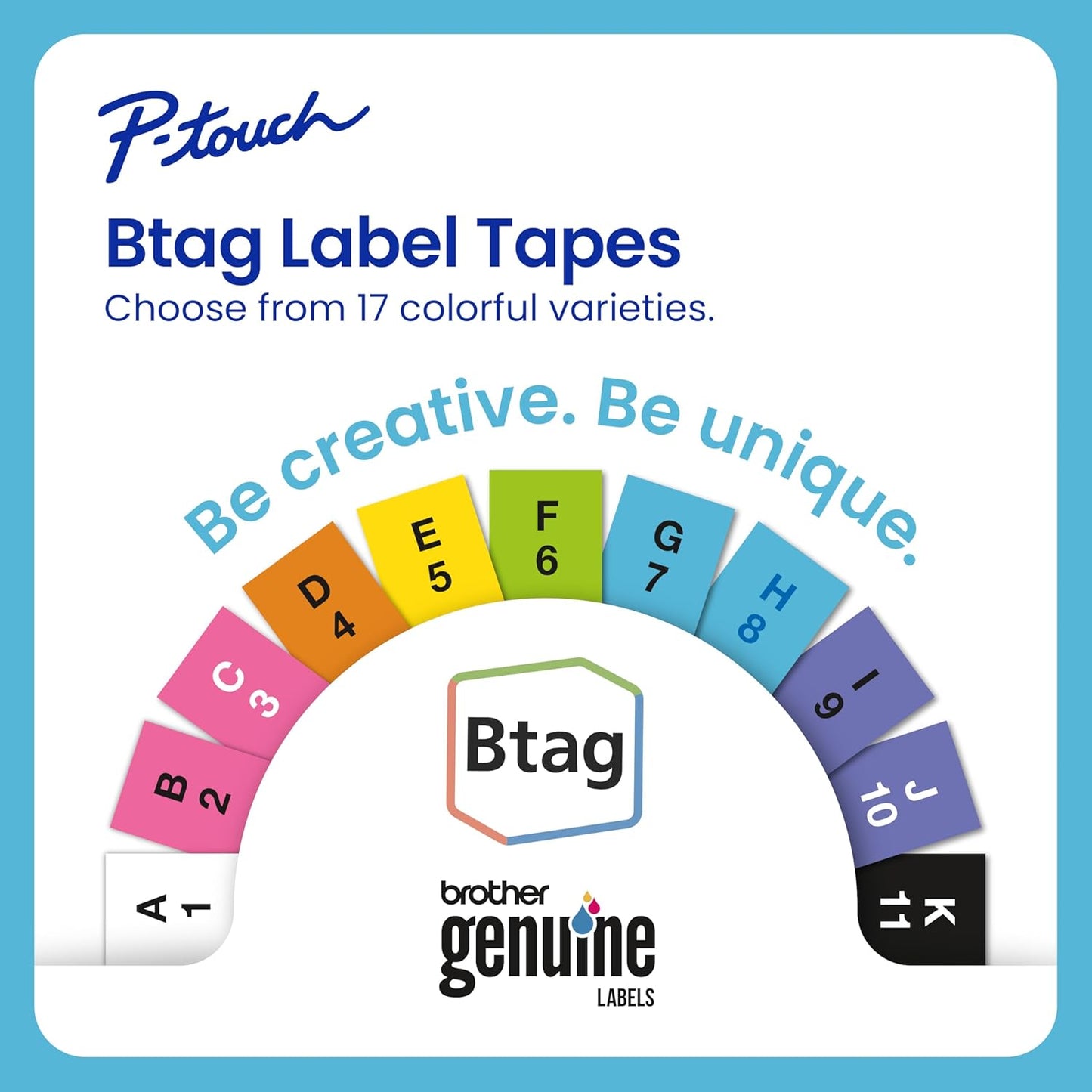 Brother P-Touch PT-N20 Personal Desktop Label Maker, Portable, Handheld and Prints, P-Touch Btag ~½” (12mm) Wide Color Personalized Label Tapes