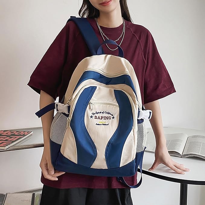 Teclado Fashion Backpack Large Bookbag Waterproof Laptop Bag Lightweight Casual Travel Daypacks (Blue)