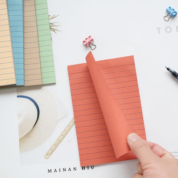 9 Pack Lined Sticky Notes 4X6 in Post Sticky Notes with Lines, 9 Aesthetic Vintage Sticky Note Large Neutral Ruled Post Sticky Super Sticking Power Pads, School Office Desk Accessories (Vintage)