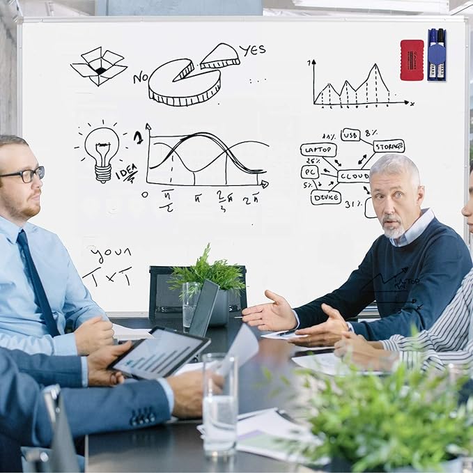 H-Qprobd Mobile Whiteboard 72"x40" Magnetic Dry Erase Board with Stand Double-Sided Rolling Whiteboard for Office, Home & School