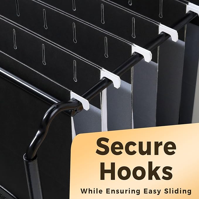 SUNEE Hanging File Folders Legal Size, Black File Folders 25 Pack 1/5-Cut Tabs, Stay Organized for Your Home and Office Bulk File and Documents