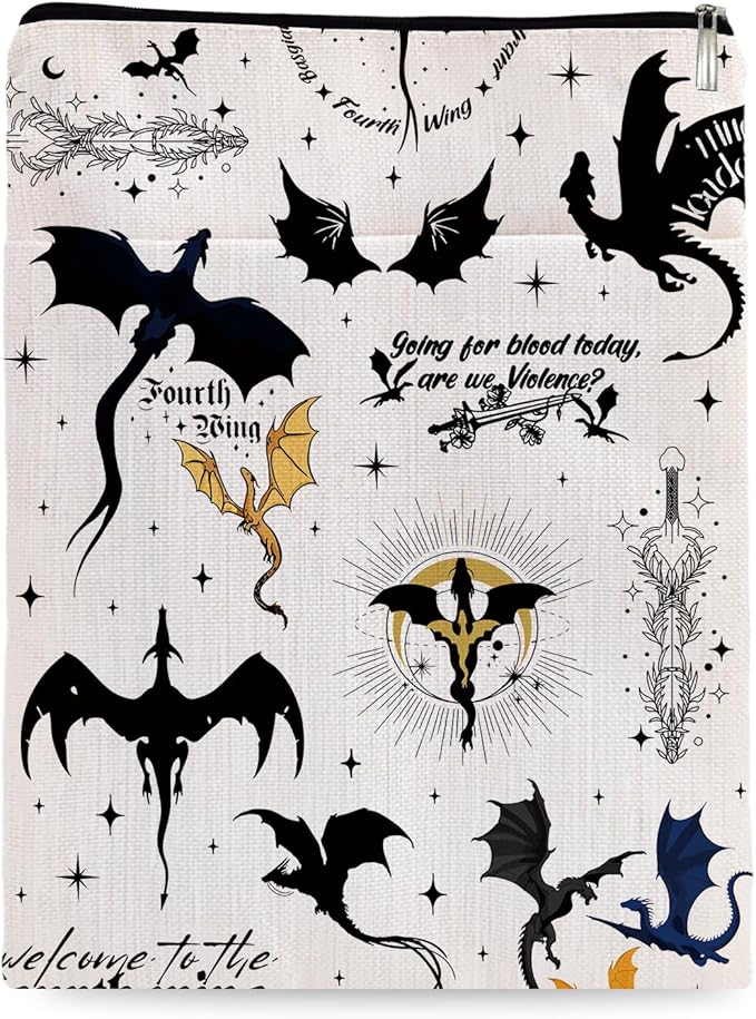 Romantasy Dark Academia Dragons Book Sleeve, Fantasy Novel Reader Gift, Bookish Gifts, Book Inspired Gift, Paperback Book Protector Book Cover Dragons Lovers Book Gifts (Dragons Book Sleeve-1106)