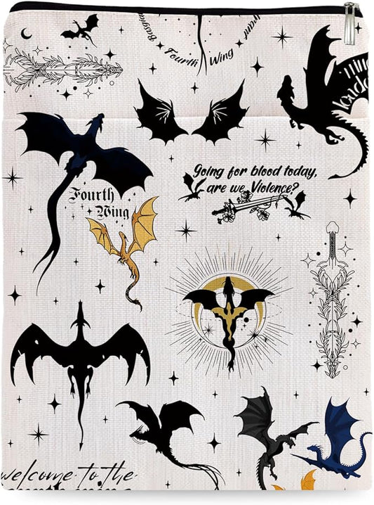 Romantasy Dark Academia Dragons Book Sleeve, Fantasy Novel Reader Gift, Bookish Gifts, Book Inspired Gift, Paperback Book Protector Book Cover Dragons Lovers Book Gifts (Dragons Book Sleeve-1106)