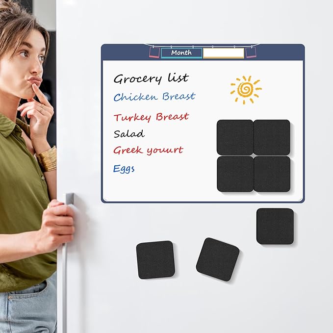 MaxGear Dry Erase Erasers, 24 Pack Magnetic Whiteboard Erasers for Classroom, Mini Whiteboard Cleaning Pads Bulk, Chalkboard Wiper Teacher Supplies for School, Office, Home （Black, 2 x 2 x 0.6 Inch