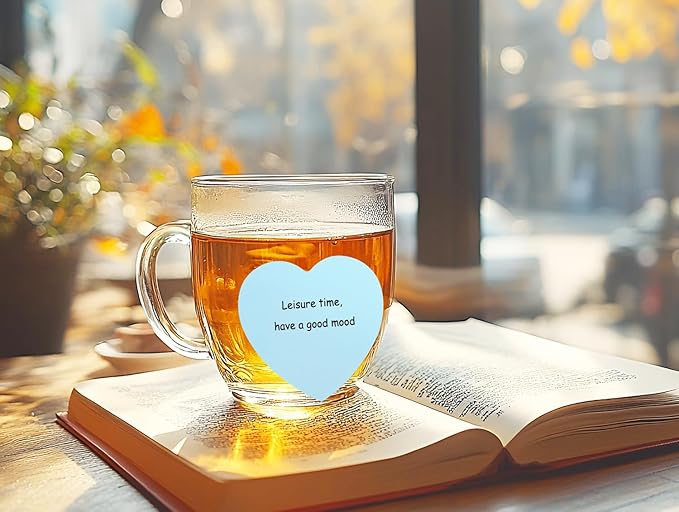 Mini Skater 2 Pack Kraft Paper Sticky Notes Heart Shaped Self-Stick Blank Book Tabs Paper Markers Sticky Notes Pad 100 Sheets Index Sticker (Light Blue)