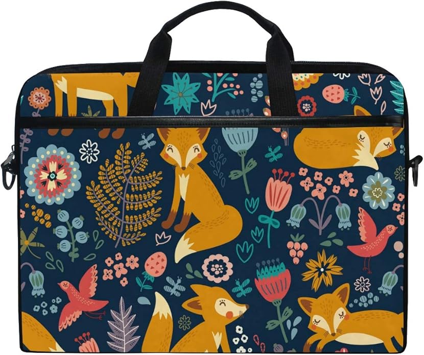 XMCL Forest Fox Pattern Laptop Case Shoulder Bag Computer Notebook Briefcase Messenger Bag with Adjustable Shoulder Strap Fits 14-15.4 inch