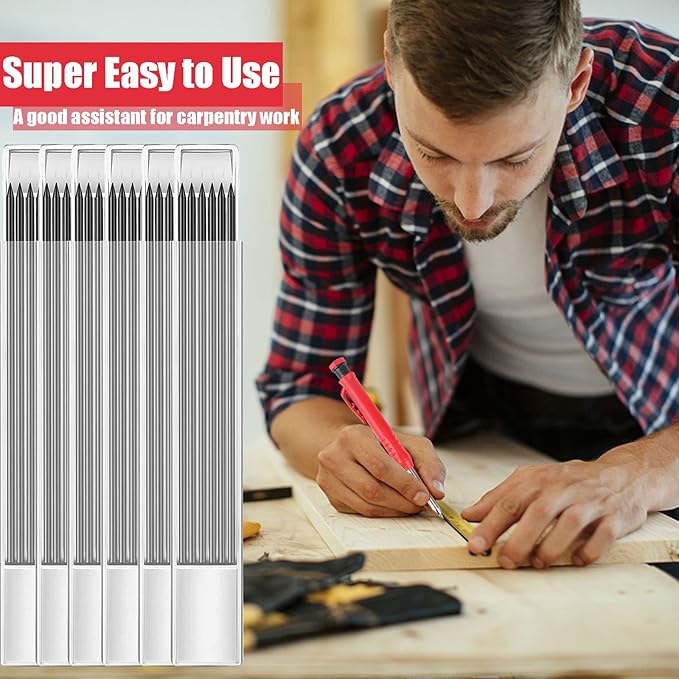 36 Pcs 2.8mm Pencil Lead Refills for Carpenter Pencil Mark Pencils Solid Deep Hole Mechanical Construction Pencil Replacements Study Pencil Leads for Architect Woodworking Marking Scribe Tools-Black