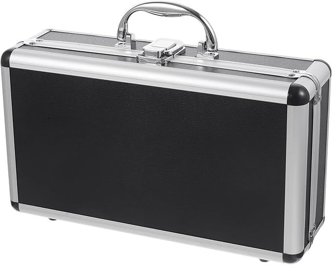 ERINGOGO Aluminum Attache Case - 12inch Lock Metal Briefcase with Ripple Foam, Hard Aluminum Carrying Case for Men, Universal Portable Tool Case for Laptop/Luggage/Instrument Black