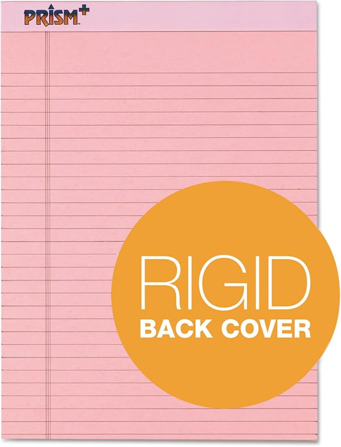 TOPS Prism Writing Pads, 8-1/2" x 11-3/4", Legal Rule, Pink, Perforated, 50 Sheets, 12 Pack (63150)
