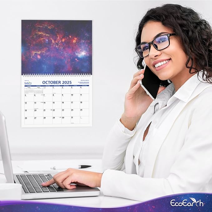 EcoEarth - Biodegradable 11x17 Inch (Open) 12-Month Vertical Hanging Wall Calendar - 2025 Monthly Calendar - Space