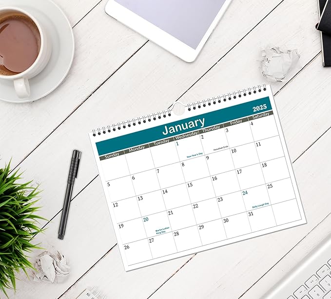 8.5x11 Calendar 2024-2025- Runs from July 2024 Until December 2025,Wall Hanging Calendar with Spiral Binding,Four Page Styles,The Perfect Wall Calendar Planner for Easy Organizing