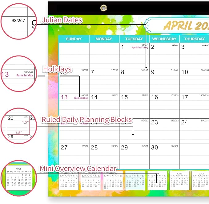 GuassLee Desk Calendar 2025-2026 - 18 Monthly Calendar from Jan. 2025 to Jun. 2026, 11"x17" Large Desktop Calendar with Thick Paper, Corner Protectors for Desk Home Office Easy Planning