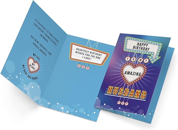 Prime Greetings Husband Birthday Card, Made in America, Eco-Friendly, Thick Card Stock with Premium Envelope 5in x 7.75in, Packaged in Protective Mailer