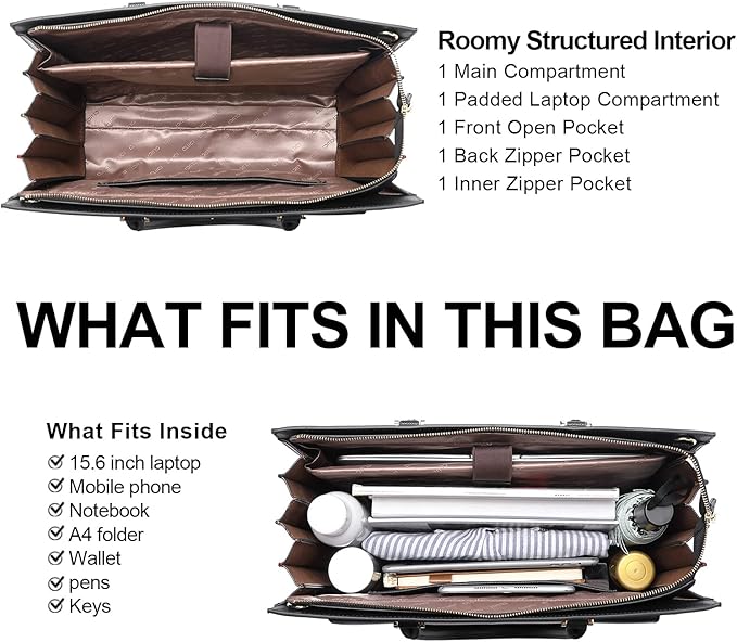 CLUCI Briefcase for Women Vegan Leather 15.6 Inch Laptop Bag Large Pocket Business Ladies Shoulder Bag