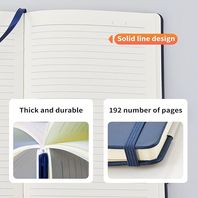 A6 Small Journal Notebook, Lined Pocket Notebook with Pen Holder, Mini Notebook Hardcover, 192 Pages, 3.9 inches * 5.5 inches Jurnal for Women and Man (3 Pack Black)