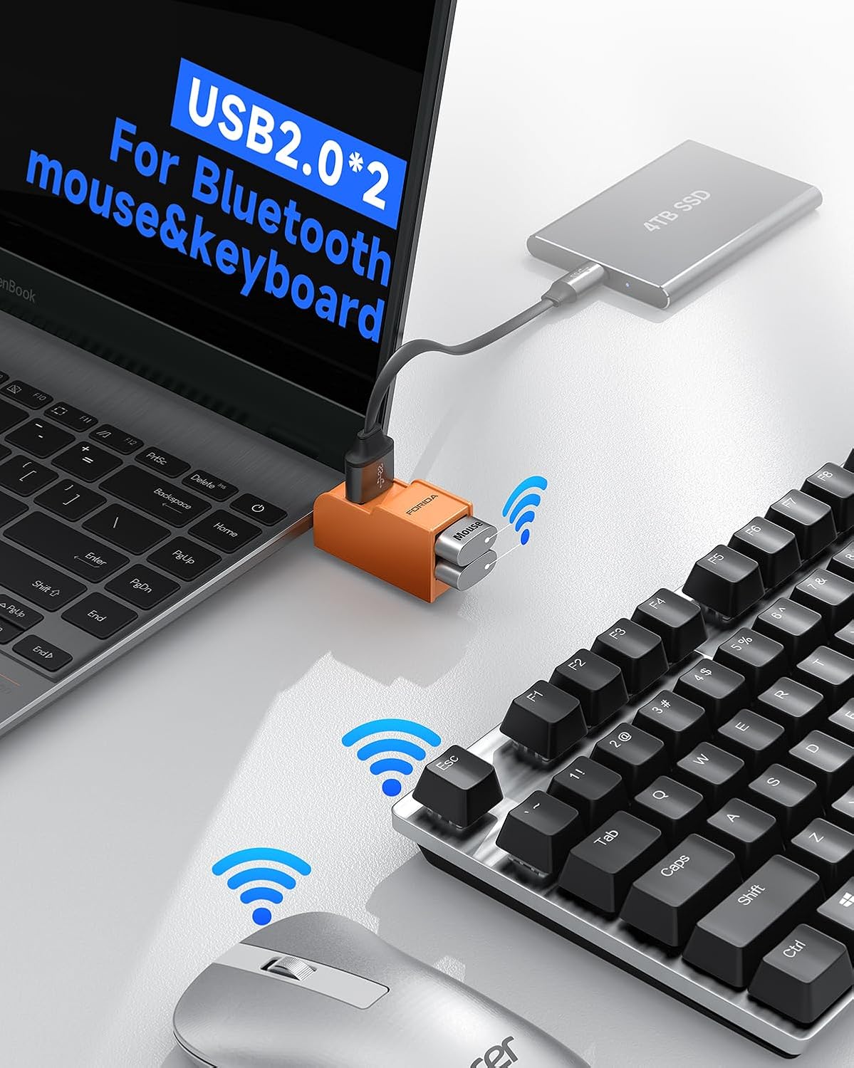 FORIDA 3 Ports USB 3.0 Adapter, USB Hub with 1 USB 3.0 and 2 USB 2.0 Ports, Portable USB Port Splitter for Keyboard, Mobile Hard Disk, U Disk, Camera, Mouse, etc (Orange)