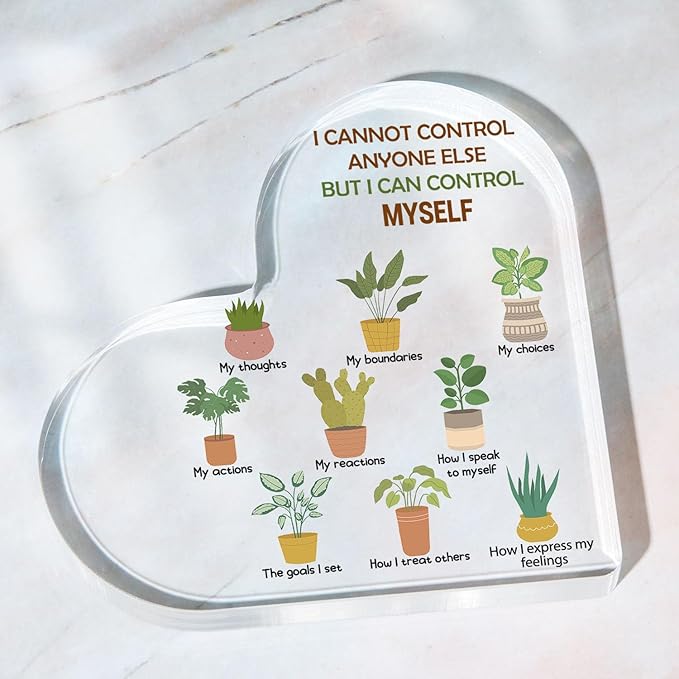 Mental Health Decor, Mindfulness Decor for Therapy Office Things I Can Control Acrylic Heart Gifts, School Counselor Sign Therapist Office Art Decorations for Therapist Office Living Room Bedroom