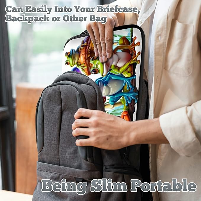 Universal Laptop Sleeve Tablet Case 12 inch, Color Frog Mushrooms Slim Carrying Case Durable Handbag Travel Laptop Bag for Surface Pro 9 8 7/Laptop Go 2 3, MacBook Air 11/12