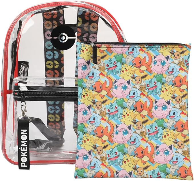 Pokemon Multi Character AOP Adult 17 Backpack With Removable Laptop Pouch