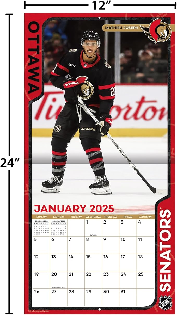 TURNER SPORTS Ottawa Senators 2025 12x12 Team Wall Calendar (25998011950)