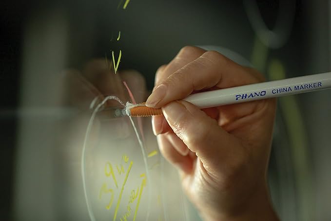 Dixon Industrial Phano Peel-Off China Marker Pencils, Blue, (00080) (Pack of 1, 12 Count Total)