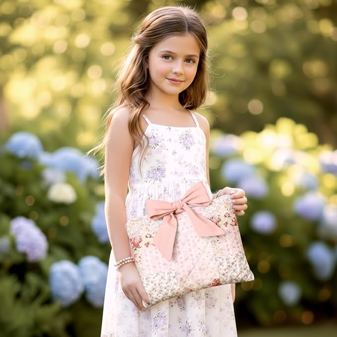 Honoson Quilted Bow Bible Sleeve Book Cover Case Padded Protector Washable Bible Bag Pouch Christian Gift for Women Girls Book Lover Gifts(Assorted Floral)