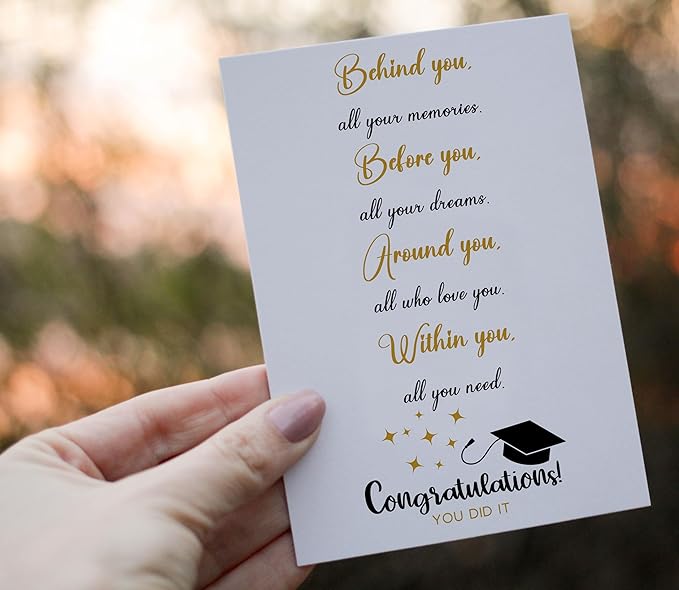 Graduation Card for Him Her, Cute Graduation Gift for High School College Grad, Behind You Before You Around You Within You Gift- 5x7 inch Folded Card include Envelope, Sticker - Blank Inside by PICCAFI