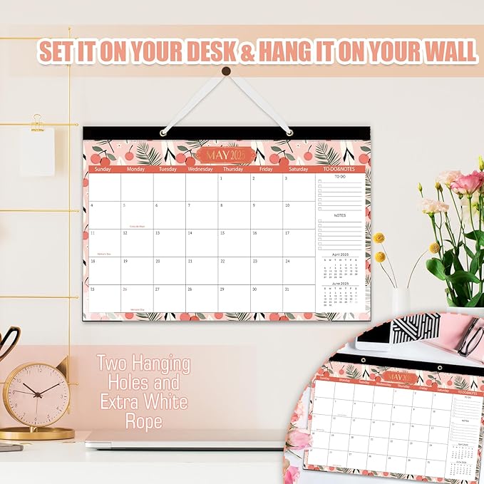 GuassLee Desk Calendar 2025, Desk Top Calendar from Jan. 2025 to Jun. 2026, 17" x 11.5" Large School Year Desk Wall Calendar with To-Do List and Notes for Office School Home Teacher Planning