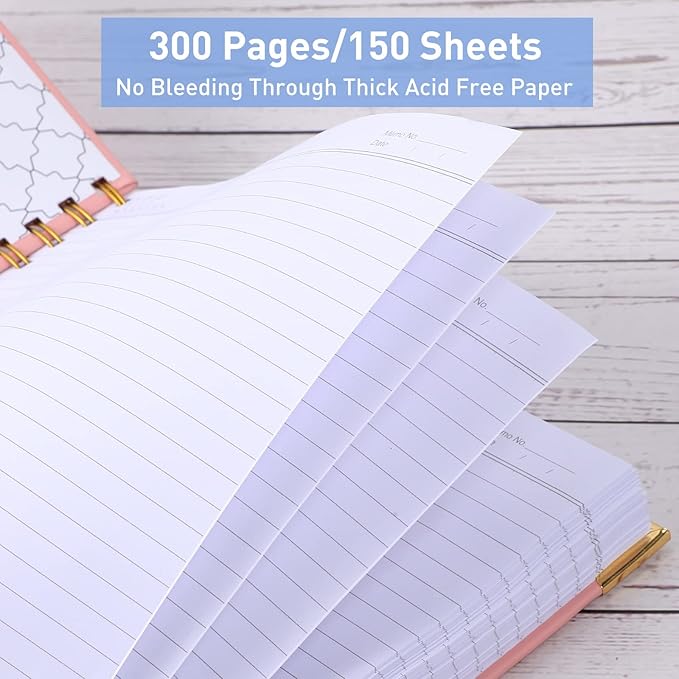 Spiral Notebook, Hardcover Leather Journal for Women Men, 300 Page Thick Notebooks College Ruled for Work, School, Note Taking, Writing Journals, Large A5 Notebook with Tabs, 5.7" x 8.5", Light Blue