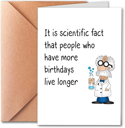 Funny Birthday Card For Old Men or Women, Humorous Greeting Card for Him or Her, 5x7 inches, Modern Style, Unisex-Adults