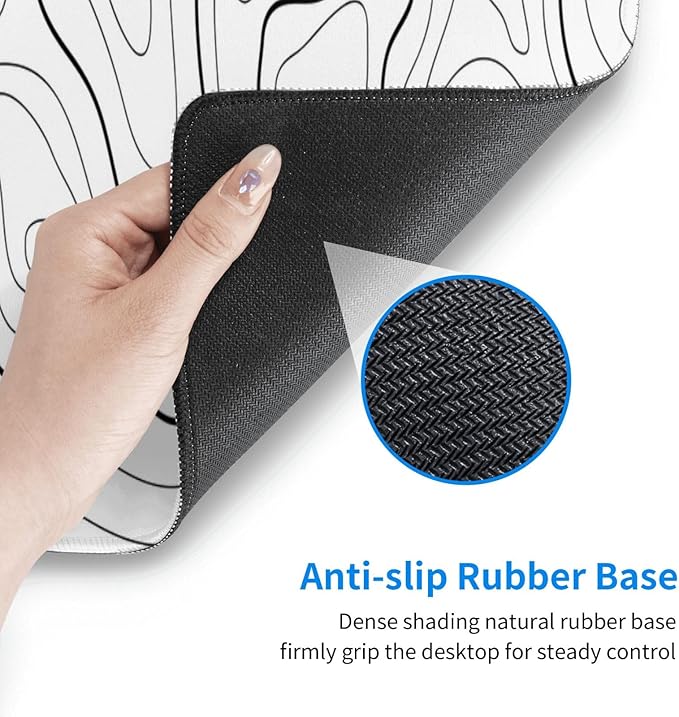 Extended Gaming Mouse Pad, Large Gaming Mouse Waterproof with Stitched Edges, Non-Slip Desktop Pad for Home and Office, Level Up Your 31.5x11.8 Inch… (White Topographic)