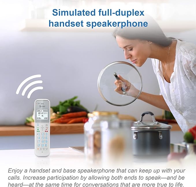 AT&T DAL75211 DECT 6.0 Cordless Home Phone with Smart Call Blocker, Bluetooth Connect to Cell, Digital Answering Machine, Full-Duplex Speakerphone, Expandable to 5 HS (White)