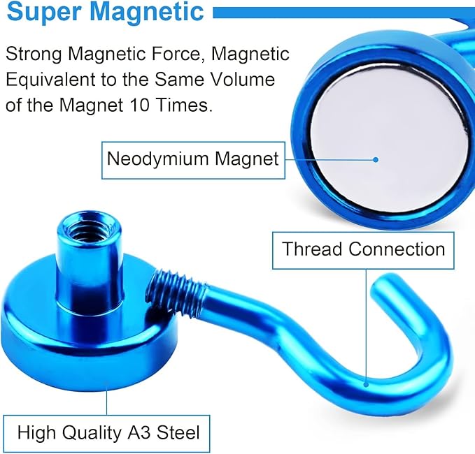DIYMAG Magnetic Hooks, 25Lbs Strong Heavy Duty Cruise Magnet S-Hooks for Classroom, Fridge, Hanging, Cabins, Grill, Kitchen, Garage, Workplace and Office etc, (20 Pack-Blue)