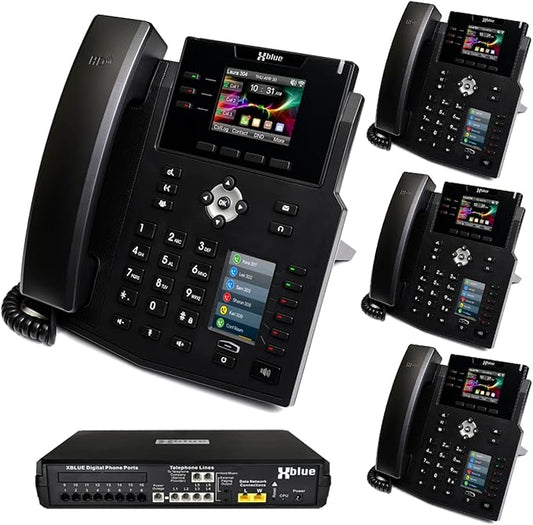 XBLUE X16 Plus VoIP System Bundle with (4) IP9g IP Phones - Including Auto Attendant, Voicemail, Remote Phone Extensions & Call Recording