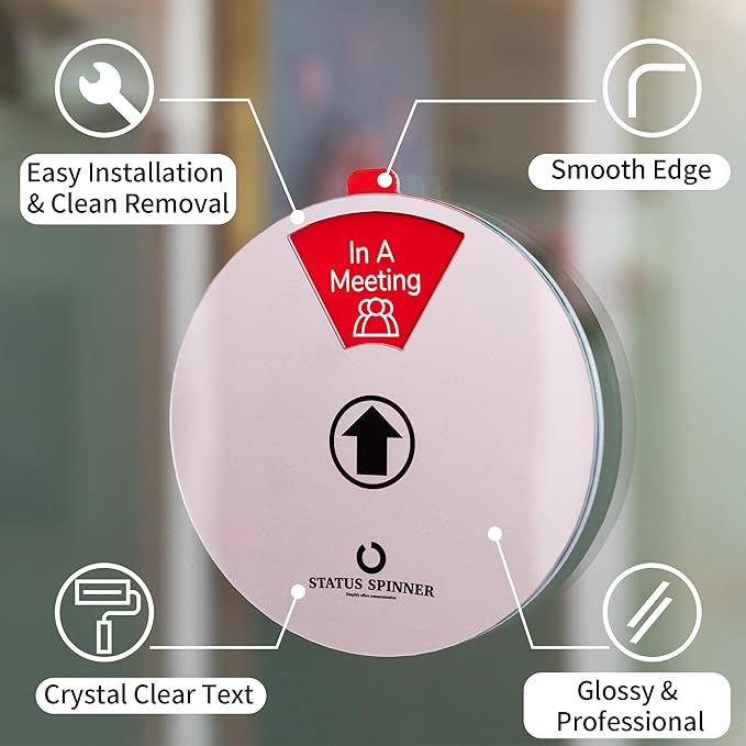 Out Of Office Sign for Door, 6 Options Status Privacy Sign Do Not Disturb, Working Remotely, In Out Sign Available and Away