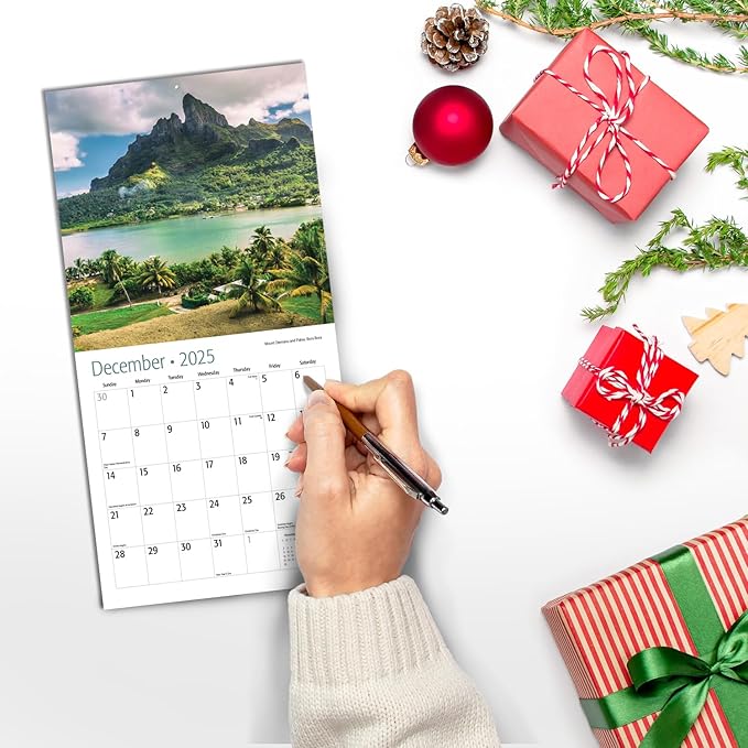 RED EMBER Untamed & Beautiful Tropical Islands Mini 2025 Wall Calendar 12 Month | 7" x 14" Open | Thick & Sturdy Paper | Giftable | Calendar 2025