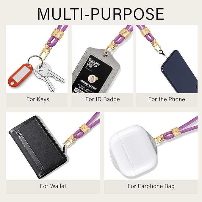 Fishent Keychain Wristlet lanyard, Cute Key Chain Holder, Upgraded Woven Wrist Lanyard for Keys, Wristlet Strap Keychain for Women Men Car Keys ID Badges Card Wallet Phone (Dark Violet)