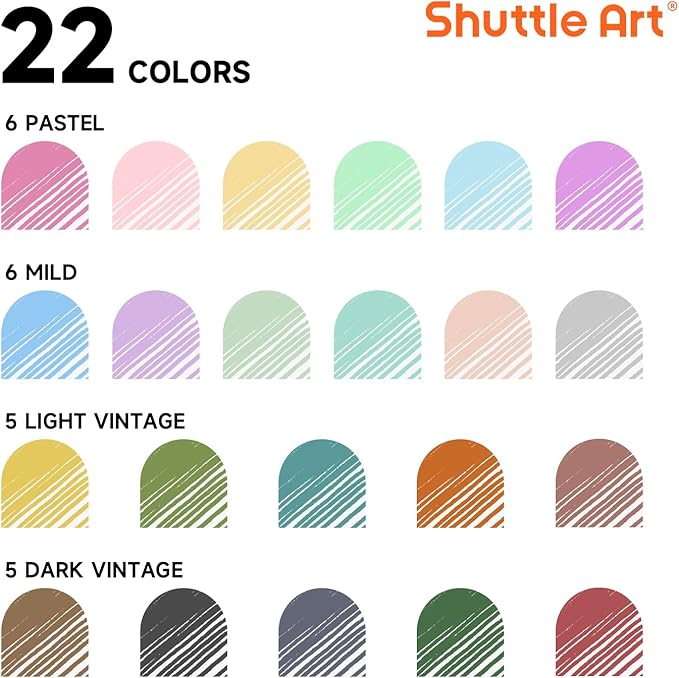 Shuttle Art Colored Retractable Gel Pens, 22 Ink Colors, 6 Mild 6 Pastel 5 Light Vintage and 5 Dark Vintage, Cute Pens Fine Point Soft Barrel for Writing Journaling Note Taking School Office Home