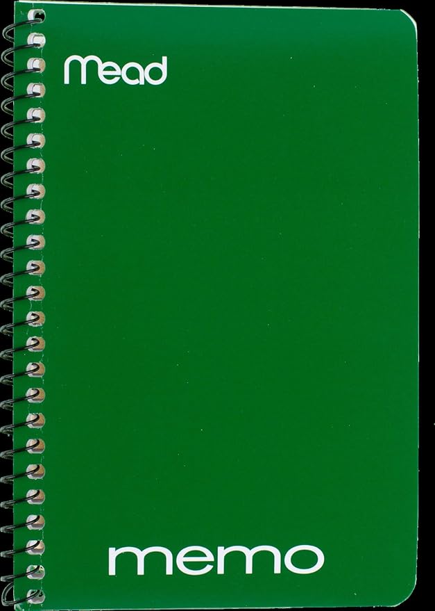 Mead Memo Pads, 8 Pack, Lined College Ruled Paper, Pocket Notebook, Small Spiral Notebooks for Home Office Accessories, School Mini Note Pads, 60 Sheets, 5" x 3", Blue, Black, Red, Green (73605)