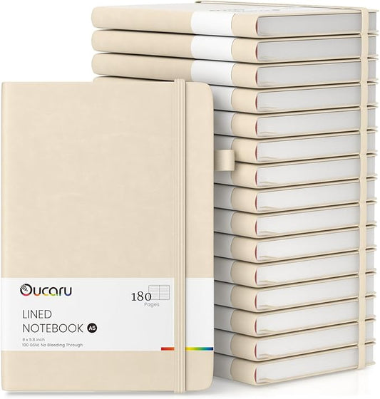Lined Journal Notebook, 16 Pack, 180 Pages, A5 Journals for Writing, 100 GSM Thick Paper, Small Notebooks Daily Journal for Women Men Work, Business, School, Travel Supplies