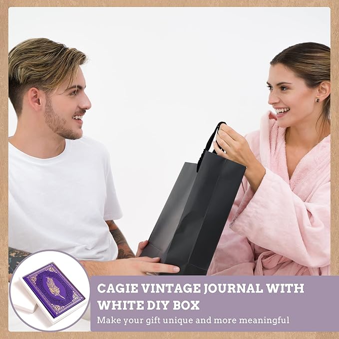 CAGIE 320 Pages Thick Hardcover Journaling Notebooks Vintage Leather Journal for Women Men A5 College Ruled Journals for Writing with Gift Box, 5.7 x 8.3 in, Purple