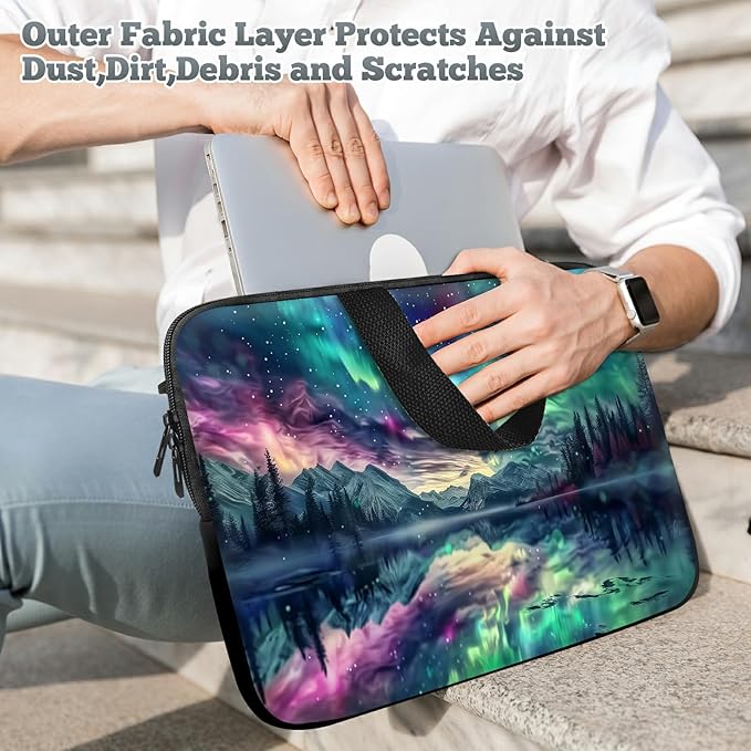 Universal Laptop Sleeve Tablet Case 12 inch, Aurora Landscape Slim Carrying Case Durable Handbag Travel Laptop Bag for Surface Pro 9 8 7/Laptop Go 2 3, MacBook Air 11/12