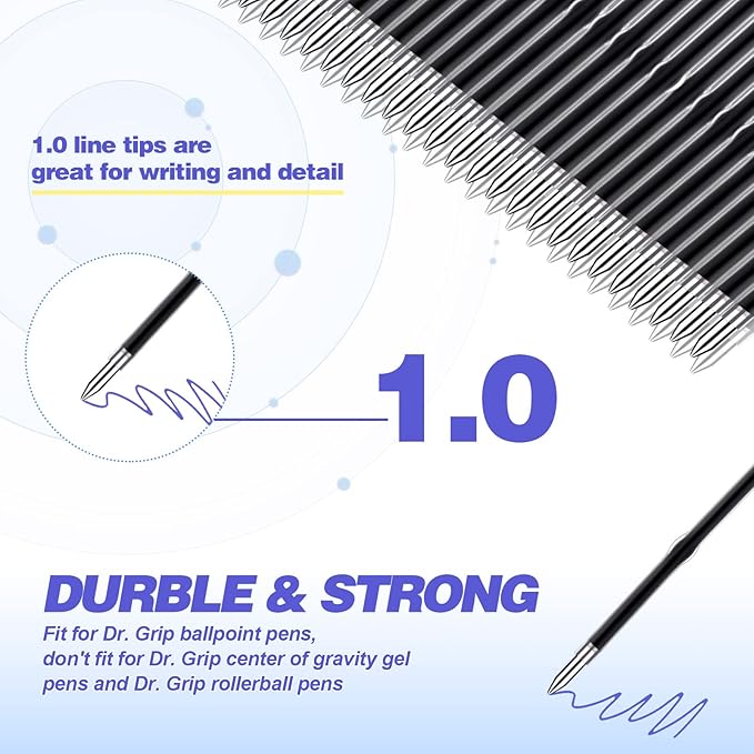 Zonon 30 Pieces Pen Refills Ink Ballpoint Pen Refill 3.9 Inch Replacement Ink Refill Bulk for Retractable Pens Office School Supplies, Medium Point(Blue)
