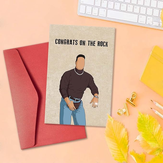 Funny Engagement Gifts for Woman Man, Cool Engagement Card for Couples, Wedding Congratulations Card for Bride Groom, Congrats Wedding Card, Congrats on the Rock