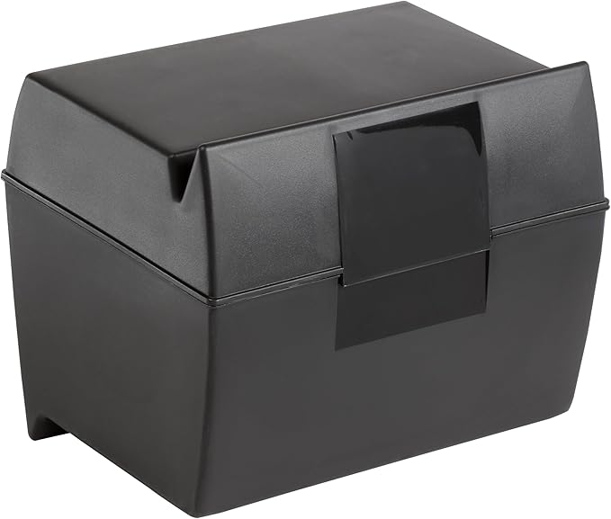Oxford Plastic Index Card Box, 5 x 8 Inches, 500 Card Capacity, Black (01581)
