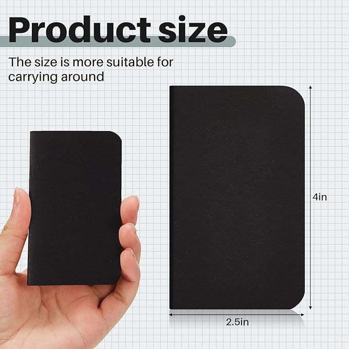 Outus 36 Pcs Pocket Notebook Mini Journal 2.5" x 4" Kraft Paper Mini Notepad Bulk Softcover Pocket Notepad Memo Diary Subject Notebooks for Student Traveler School(Black)