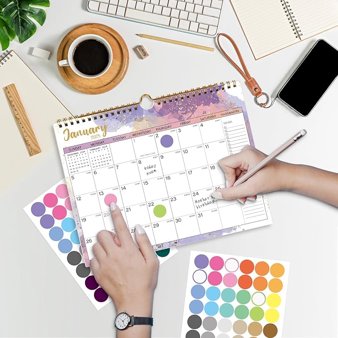 2025 Calendar 18 Month Wall Calendar 2025-2026, January 2025 to June 2026 Calendar with Julian Dates, 11" X 8.5" (2025-2026 Wall Calendar Water Ink)