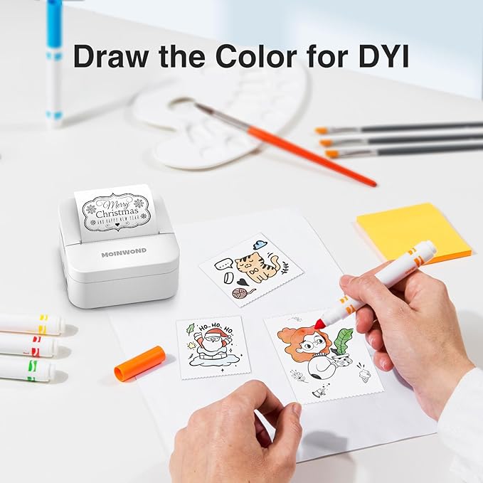 Thermal Paper Self-Adhesive Sticker Paper for Mini Thermal Pocket Printer D1,Black on White 50mm x 3m,25mm Diameter,3-Rolls for Notes,Texts,Journal Photo and Notebuddy